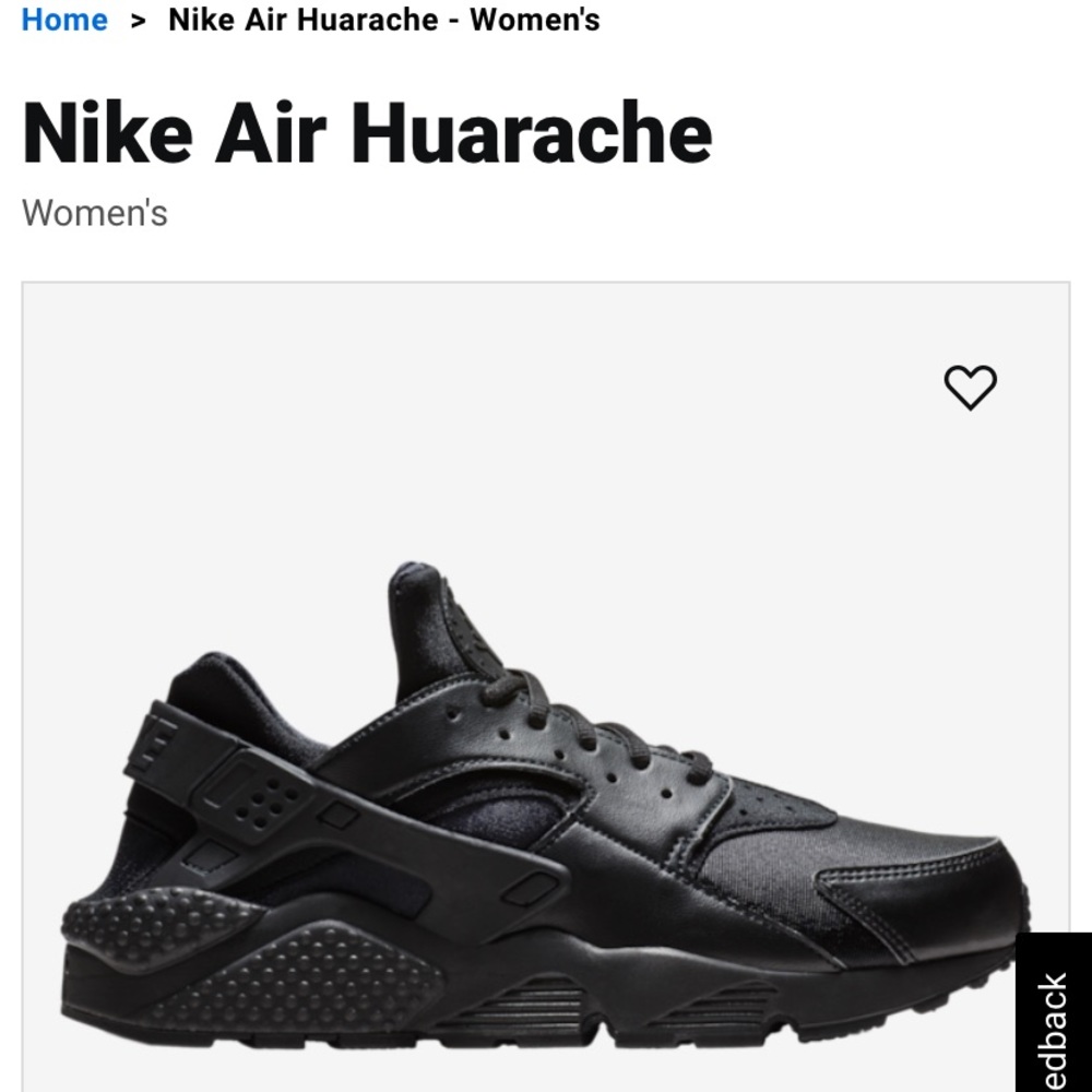 Nike women’s Air Huarache black and black size 6